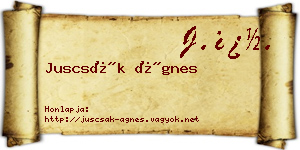 Juscsák Ágnes névjegykártya